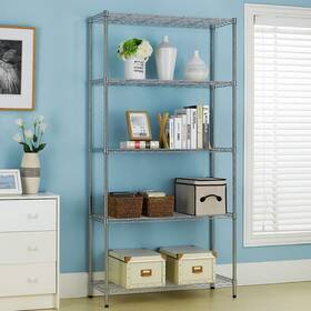 Zimtown 975685860112 Metal 5-shelf Heavy Duty Storage Shelving Unit Steel Silver Zimtown 975685860112 Metal 5-shelf Heavy Duty Storage Shelving Unit Steel Silver