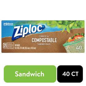Ziploc 025700013112 3 Pack Compostable Sandwich Bags 40 Ct