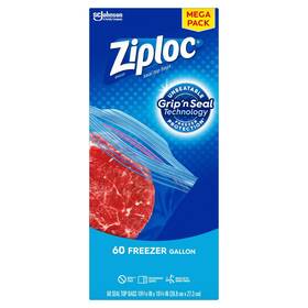 Ziploc 025700709534 Gallon Food Storage Freezer Bags 60 Ct