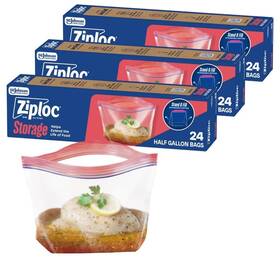 665257 Ziploc Marinade Bags Expandable Bottom With Easy Open Tabs Half Gallon 24