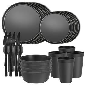 Zivona 762849852492 20 Piece Stackable Dinnerware Set For Small Kitchens Modern Minimalist Plate