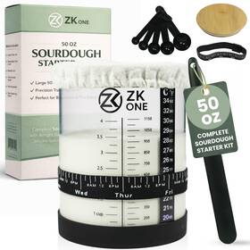 50-sj Zk One 50 Oz Sourdough Jar Large Wide Mouth Glass With Clear