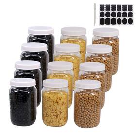 Zmybcpack 769135182189 12 Pack 16 Oz Clear Plastic Mason Jars With Seal Lids Extra Labels 1 Pen P