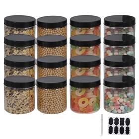Zmybcpack 769135959989 12 Pack 16 Oz Plastic Jars With Lids Extra Labels 1 Pen Clear Pet Seal Jar