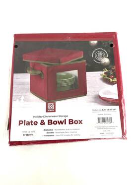 Zcp-143-rd Zober Holiday Kitchen Dinnerware Storage Plate And Bowl Box Chest Organizer
