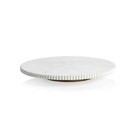 Zodax 721794806059 Caserta Ribbed Finish White Marble Lazy Susan - 16 Inch Dia X 2