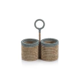 Zodax 721794821472 Laloma Coiled Rattan And Abaca Utensil Caddy