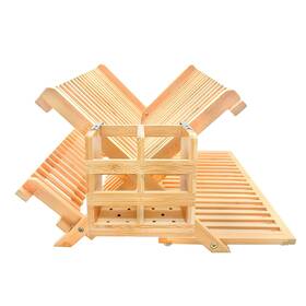 Dr-3-tier Zrooy Bamboo Dish Drying Rack With Utensil Holder Set 3-tier Collapsible Wood