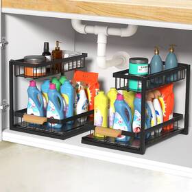 Og002 Zyerch 2 Pack Under Sink Organizer Metal Pull Out Kitchen Cabinet With Sli