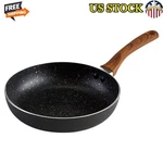 9.5" Nonstick Black Stone Fry Pan W/ Wood-look Handle Unique Kitchen Cookware Us. Fixed Price $28.07.