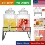Chic 1.5 Gallon Glass Beverage Dispenser Set, Ideal For Sweet Tea And Lemonade. Fixed Price $123.99.