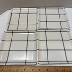 Set Of Four (4) Hearth & Hand Tri-stripe Melamine Appetizer Plates Blue. Fixed Price $19.99.