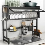 The Sink Dish Drainer Drying Rack 3 Tiers With Cover, Keep Kitchen .... Fixed Price $106.27.
