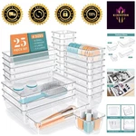 Clear Plastic Storage Bins Set - 25 Pcs With 4 Size Options For All Drawers. Fixed Price $28.79.
