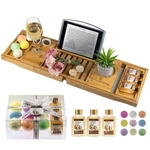 Bamboo Bathtub Caddy Tray Gift Set - Home Spa Body. Fixed Price $59.99.