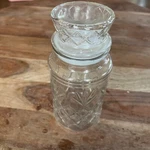 1983 Mr Peanut Clear Glass Canister Planters Jar Airtight Lid Diamond Design Vtg. Fixed Price $10.00.