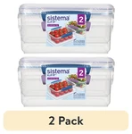 (2 Pack) Sistema Klip It 2L Plastic Food Storage Containers, Blue, Set Of. Fixed Price $27.36.