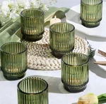 Devi Green Glass Votive Candle Holders For Wedding Centerpieces 8 Pcs Per Set. Fixed Price $12.50.