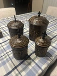 4 Piece Versailles Canister Set With Fresh Seal Covers. Fixed Price $75.00.