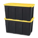 Homz Durabilt 34-GALLON Storage Tote, Black And Yellow, 2 Pack. Fixed Price $99.99.
