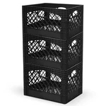 Juggernaut Storage 24QT Stackable Crate W/ Handles, BLACK(3PK)(OPEN Box). Fixed Price $48.01.