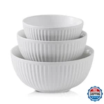 Hasense Ceramic Ribbed Nesting White Bowls 1.5/1/0.5 Qt For Kitchen, Cooking, Ba. Fixed Price $63.22.