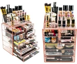 Sorbus Acrylic Cosmetic Makeup And Jewelry Storage Case Display-pink. Fixed Price $53.99.