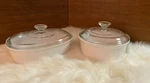 Corningware F-12-B(1.8L) & F-5-B(1.6L)DISHES French White With Lids. Fixed Price $38.95.