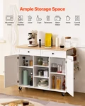 Kitchen Island Cart, With Solid Wood Top Storage Cabinet, White. Fixed Price $290.76.