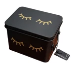 Aq Organizational Divided Metal Tin Caddy With Hinged Lid & Removable Tray Black. Fixed Price $14.40.