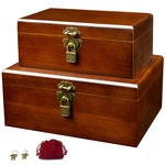 Set Of 2 Wooden Storage Boxes Container With Hinged Lid, Large Craft Kee.... Fixed Price $41.38.