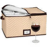 Wine Glass Storage Box With Dividers - Stemware Case, Durable Quilted.... Fixed Price $27.81.