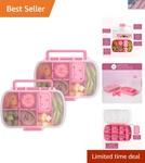 2-PACK Bento Style Snack Boxes, 7-COMPARTMENT Lunch Containers With Built-in .... Fixed Price $43.82.