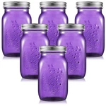 6 Pack 32 Oz Mason Jars With Lids Wide Mouth Colored Canning Glass Conta.... Fixed Price $52.94.