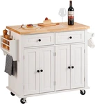 Kitchen Island With Solid Wood Top, 35.4" Width Mobile Carts Storage. Fixed Price $138.75.