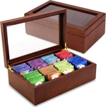 Luxury Wooden Tea Bag Organizer - 8 Compartment Storage Chest With Window. Fixed Price $124.99.