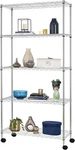 Bestoffice 5-TIER Wire Storage Shelves With Wheels 14D X 30W 60H, Chrome. Fixed Price $65.35.