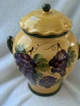 Casa Vera By Ack Grape Cookie Jar Hand Painted Tuscan Vineyard Ceramic. Fixed Price $29.00.