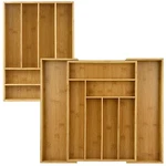 2PC Organic Bamboo Utility Drawer 6-SLOT Organizer Tray Utensil Storage + 8-SLOT. Fixed Price $29.95.