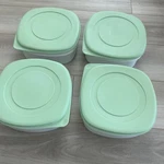 4 Vintage Martha Stewart Everyday 10 Cup Food Container W/green Lids. Fixed Price $55.00.