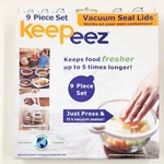 Keepeez Airtight Vacuum Seal Lids 9 Piece Set. Fixed Price $13.95.