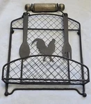 Rustic Metal Rooster Cookbook / Napkins Holder Stand Farmhouse Home Decor. Fixed Price $19.99.