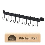 Wrought Iron Kitchen Holder: 10-HOOK Wall-mounted Utensil Rack With Black Fin.... Fixed Price $21.99.