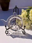 Set Of 3 Mikasa Bag Rest Caddy Holder Austria Crystal Glass Teapot. Fixed Price $26.00.