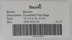 Bauxko 12 8 30" - 4 Mil Gusseted Poly Bags, Quantity 25. Fixed Price $30.99.