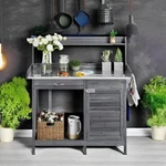 Yaheetech Gray Potting Bench With Metal Drawer Shelf Andhooksforgardening. Fixed Price $104.39.