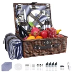 Wicker Picnic Basket For 4 With Insulated Cooler & Waterproof Blanket Large.... Fixed Price $92.79.