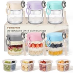 6 Pack Overnight Oats Containers With Lids And Folding Spoon Mason Glass Jars. Fixed Price $49.71.