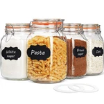 Keep Food Fresh Longer - 50OZ Glass Jars With Airtight Lids Set. Fixed Price $52.99.