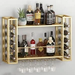 Elegant Gold Wall Mounted Wine Rack With Glass Holder 2-TIER Storage Solution. Fixed Price $149.99.